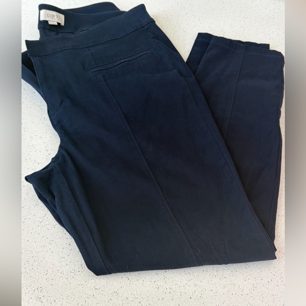 LOFT Outlet Curvy Skinny Ankle Dark Blue Dress Pants
